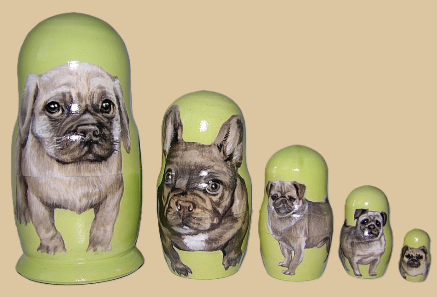 Pugs nesting doll handmade