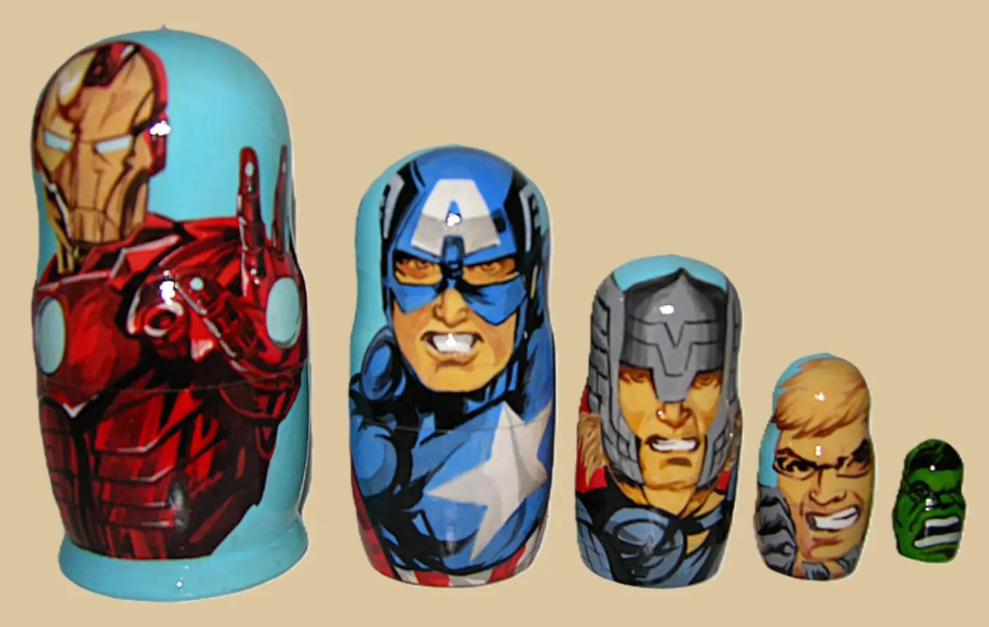 Superheroes nesting doll handmade