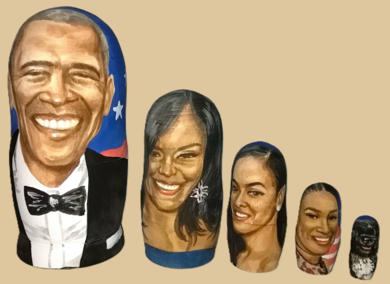 Obamas nesting doll handmade