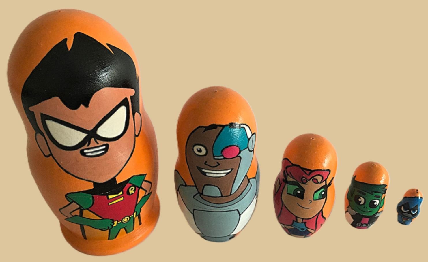 Teen Titans Go nesting doll handmade - Image 4