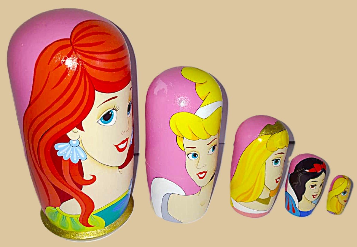 Princesses nesting doll handmade - Image 2