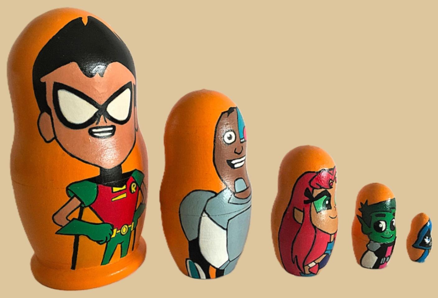Teen Titans Go nesting doll handmade - Image 2