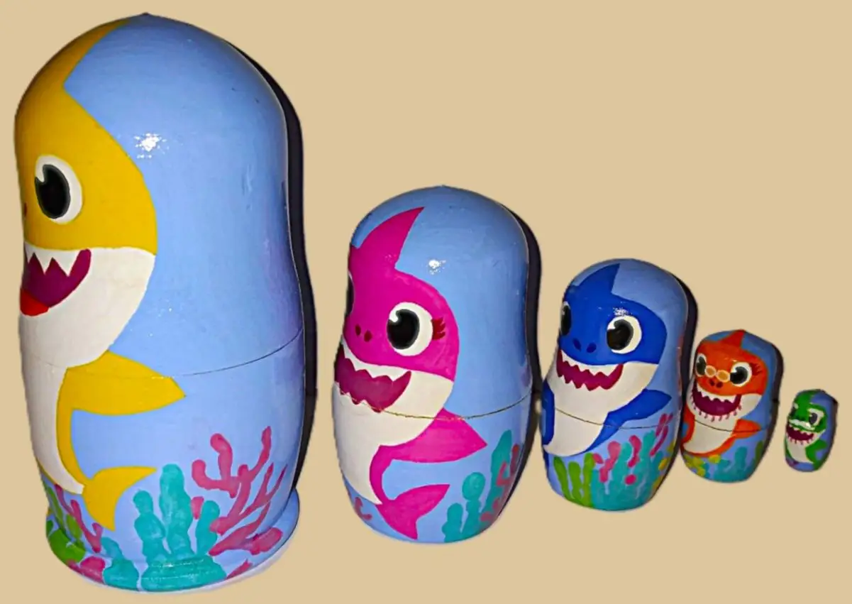Baby Shark nesting doll handmade - Image 3