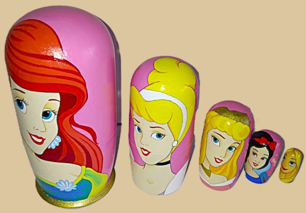 Princesses nesting doll handmade - Image 3