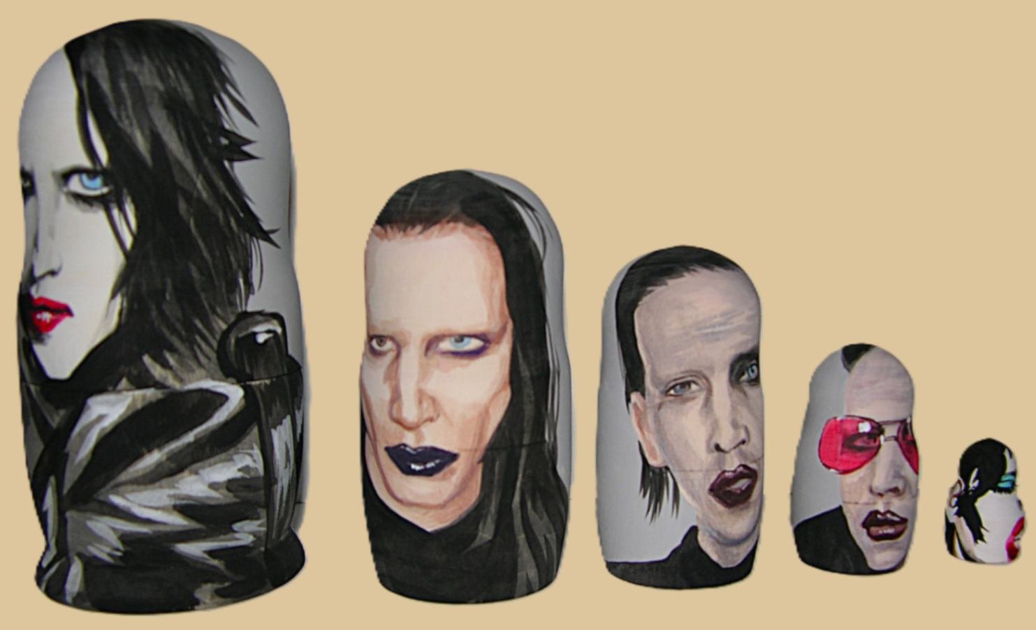 Gothic Rock nesting doll handmade - Image 4