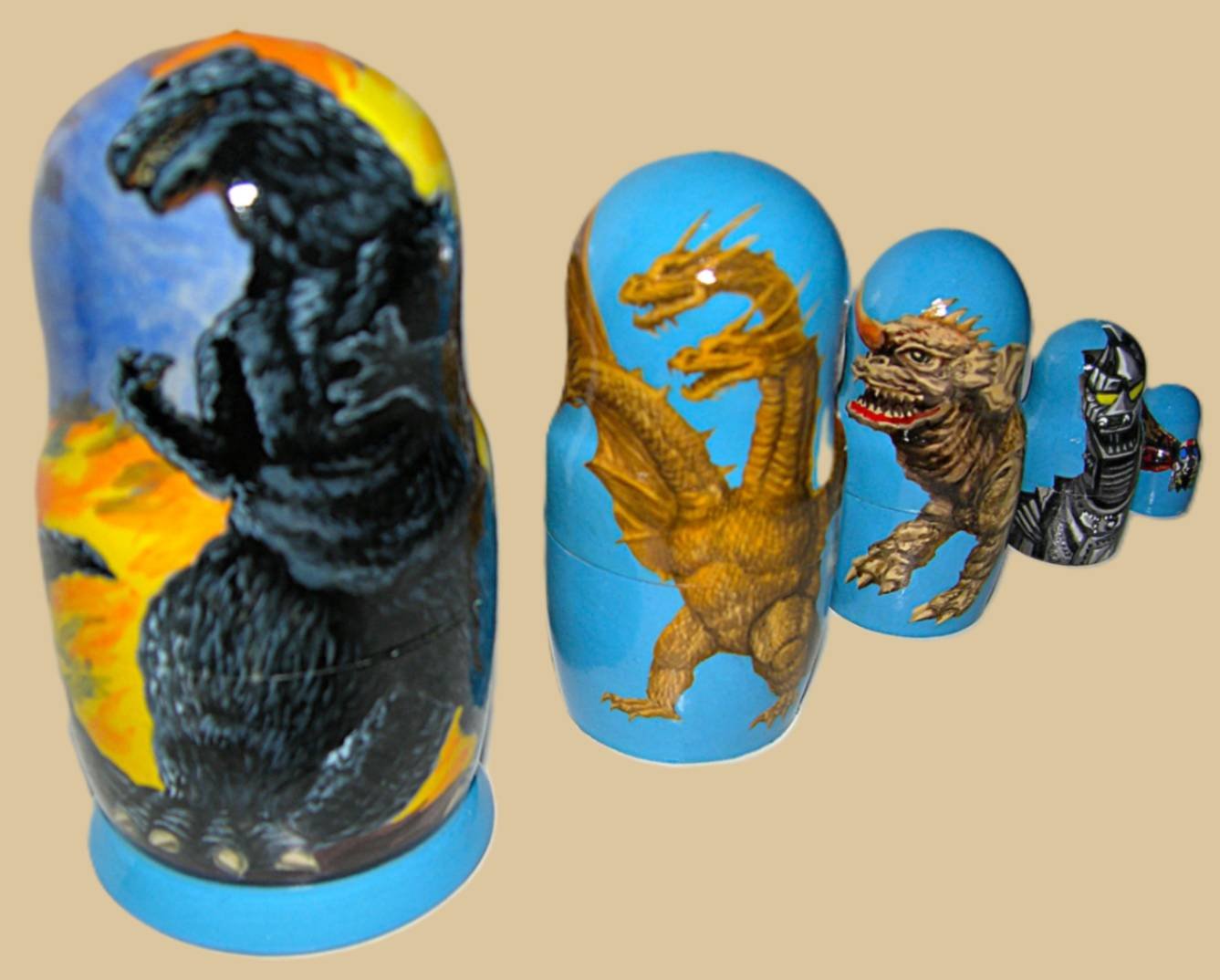 Godzilla nesting doll handmade