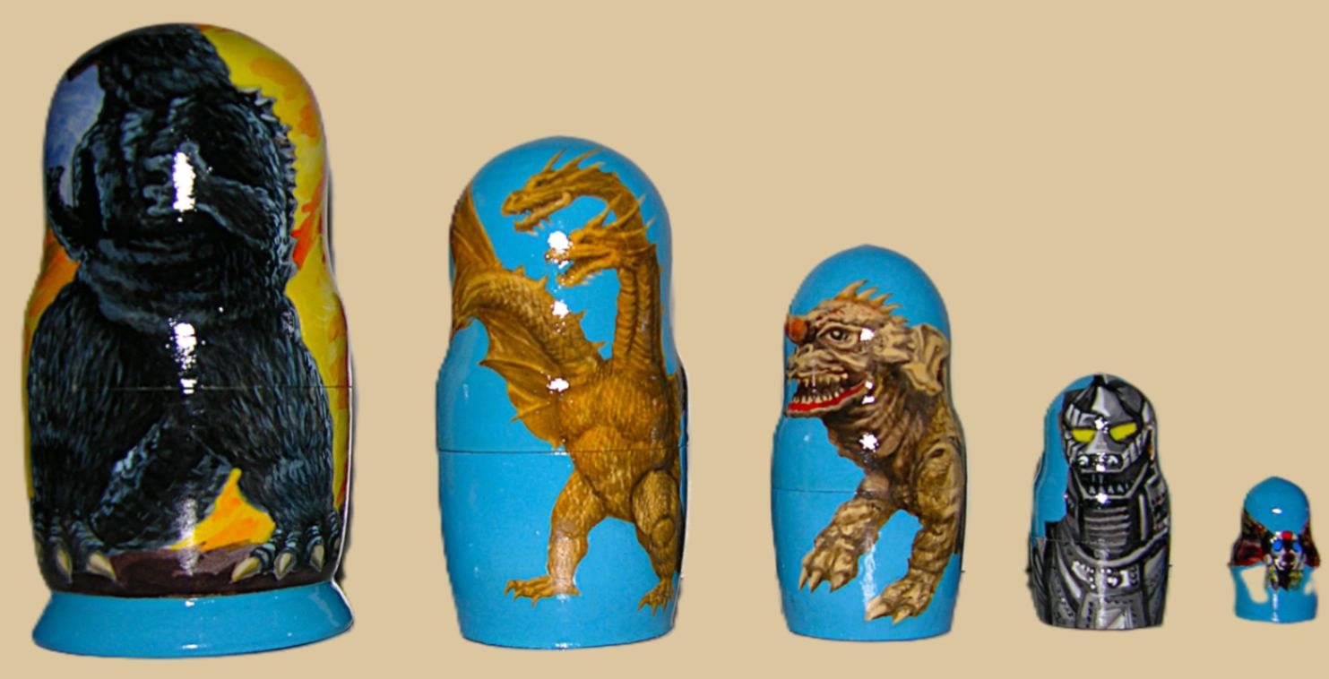 Godzilla nesting doll handmade - Image 2