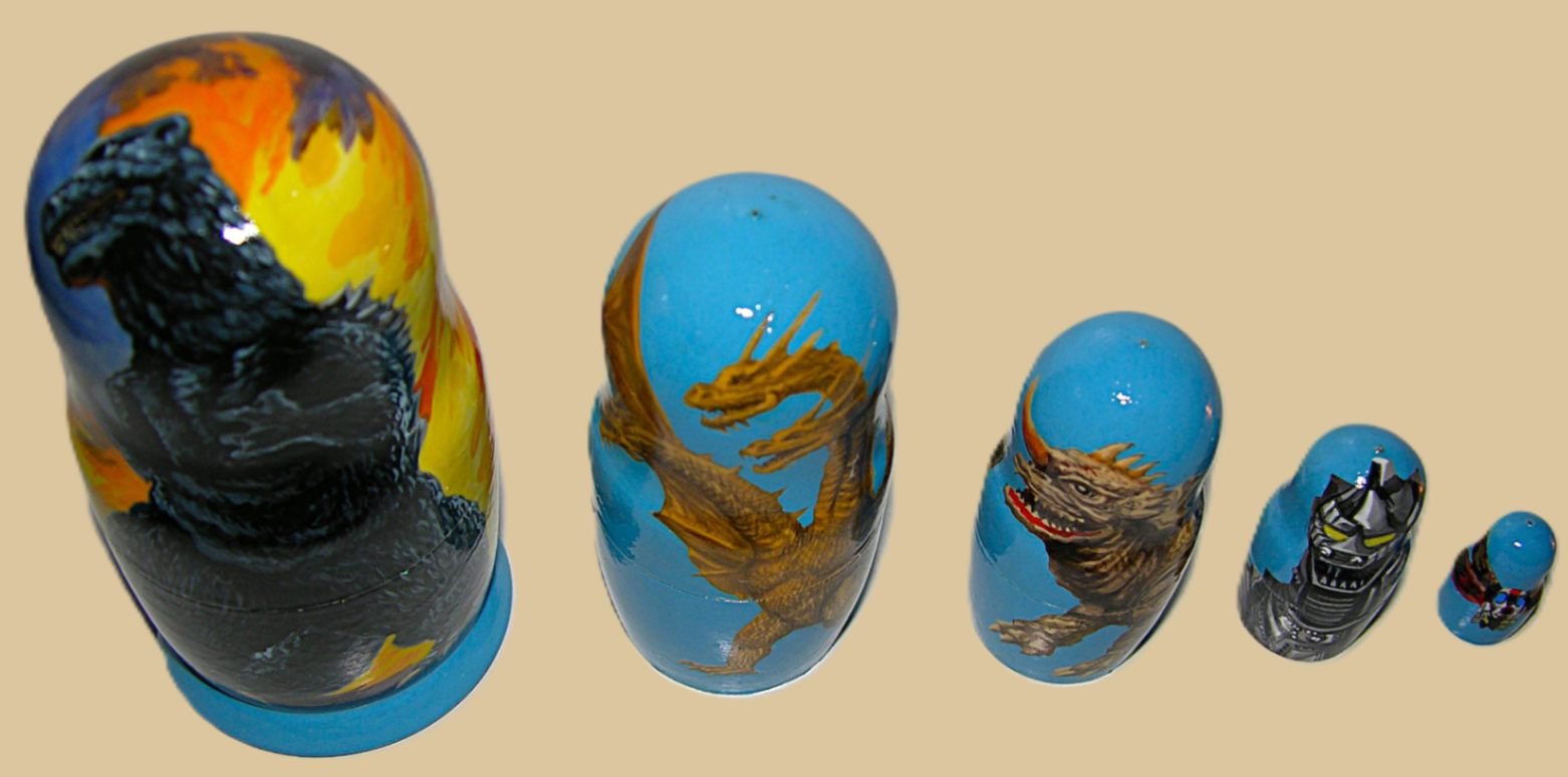 Godzilla nesting doll handmade - Image 3
