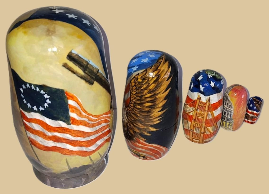 4th July Independence Day Patriotic Nesting Doll Handmade - Image 4