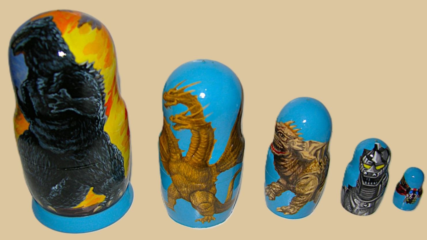 Godzilla nesting doll handmade - Image 5