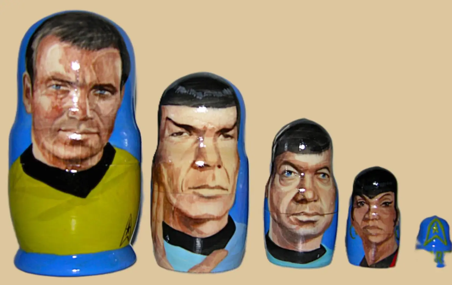 Captain Kirk and his team nesting doll